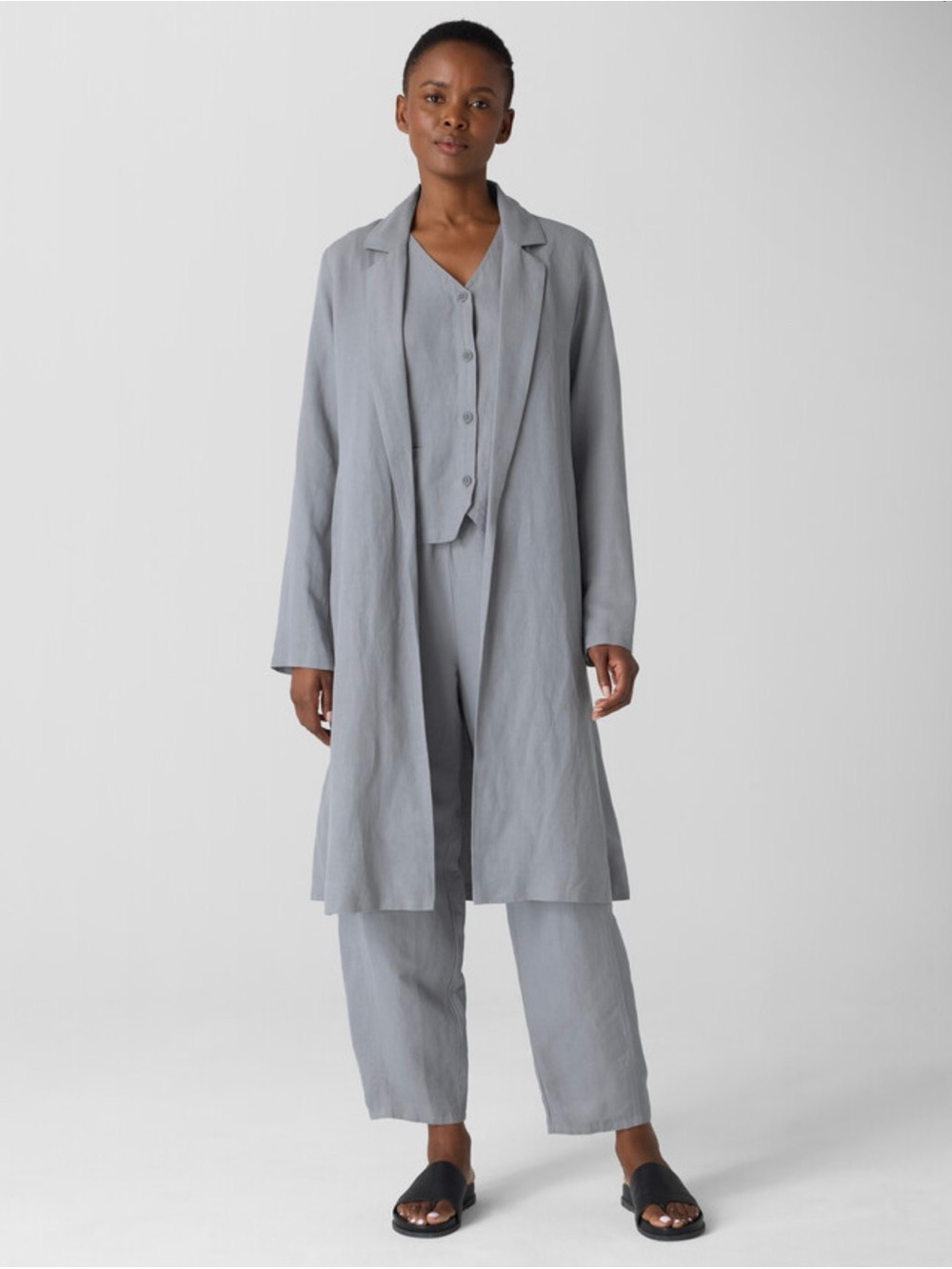 Eileen Fisher Linen Silk Twill Long Blazer Knee Length Lightweight NEW NWT LARGE